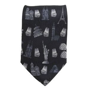 Barberini Mens Graphic Print Classic Tie Black